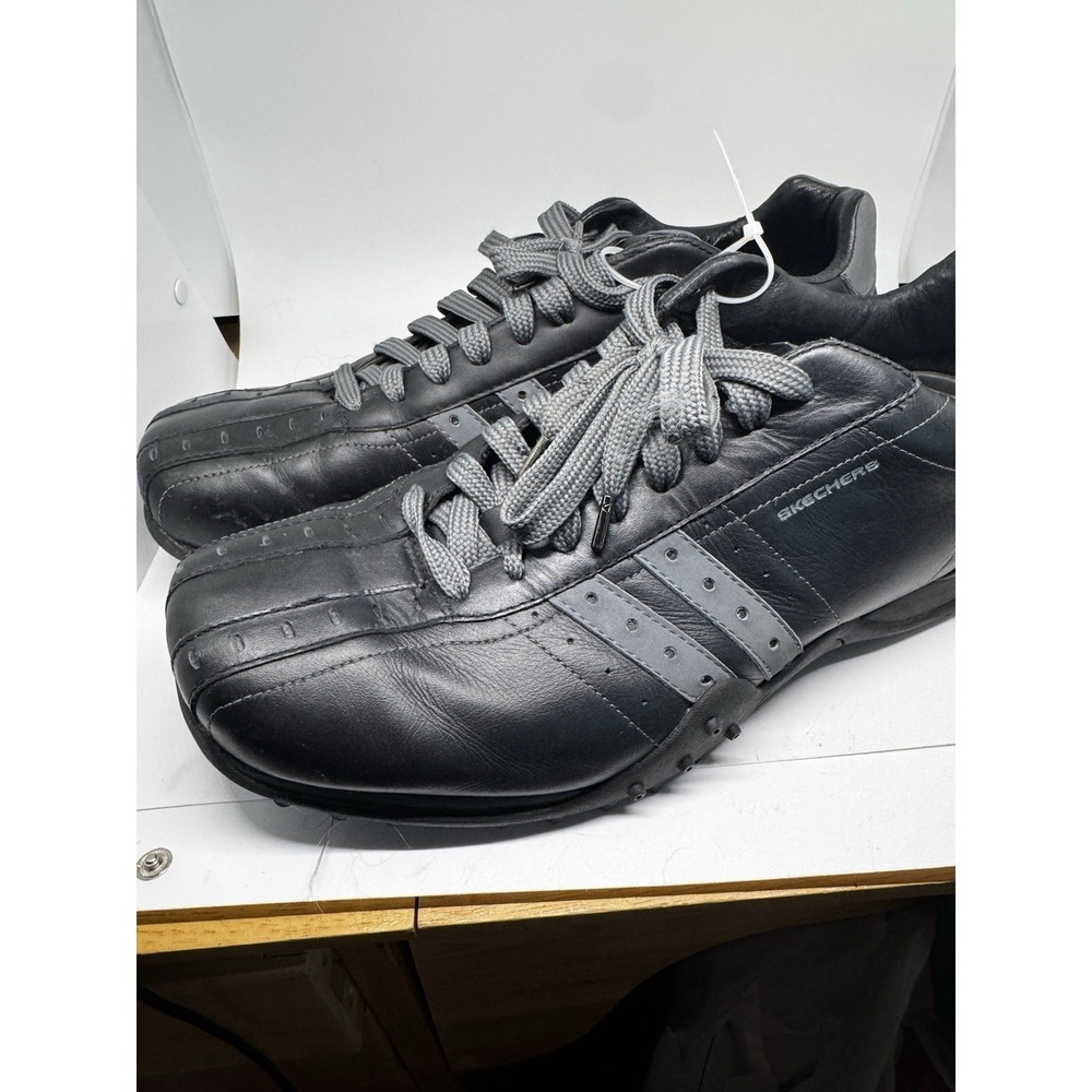 SKECHERS 50856 Black Leather Casual Dress Work Shoes Mens Size US 14 EUC SB22